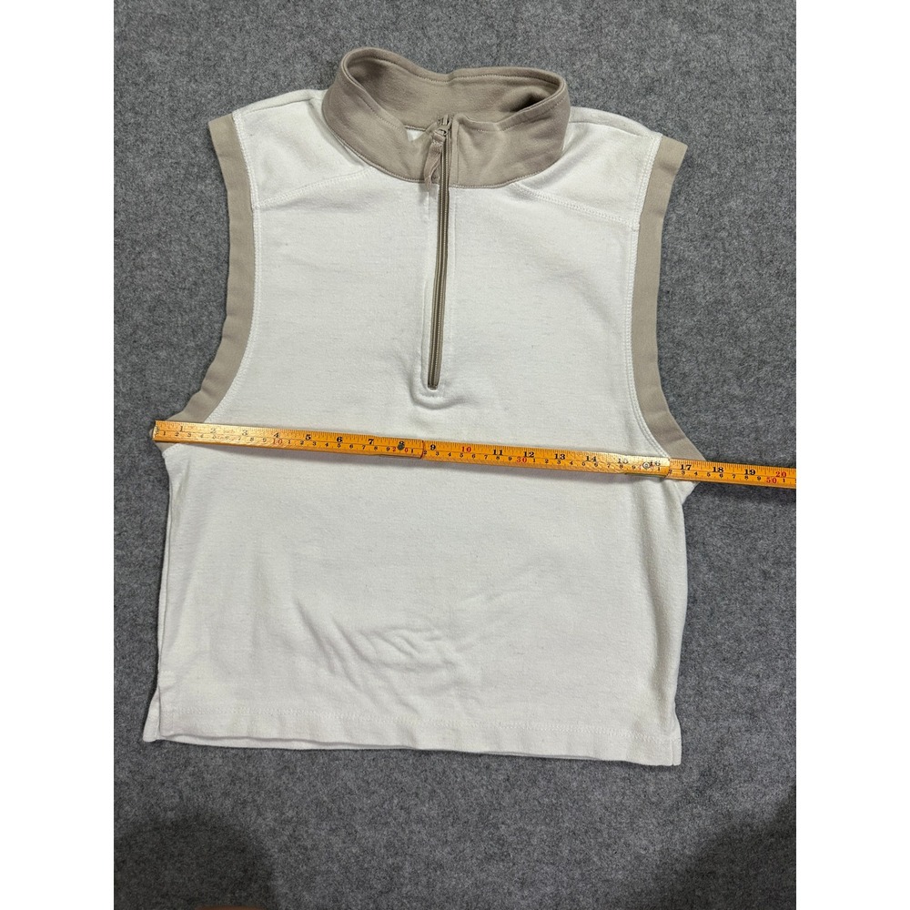 Free People Movement Half Zip Tank Large White Tan Cropped Sleeveless Top - Picture 5 of 8